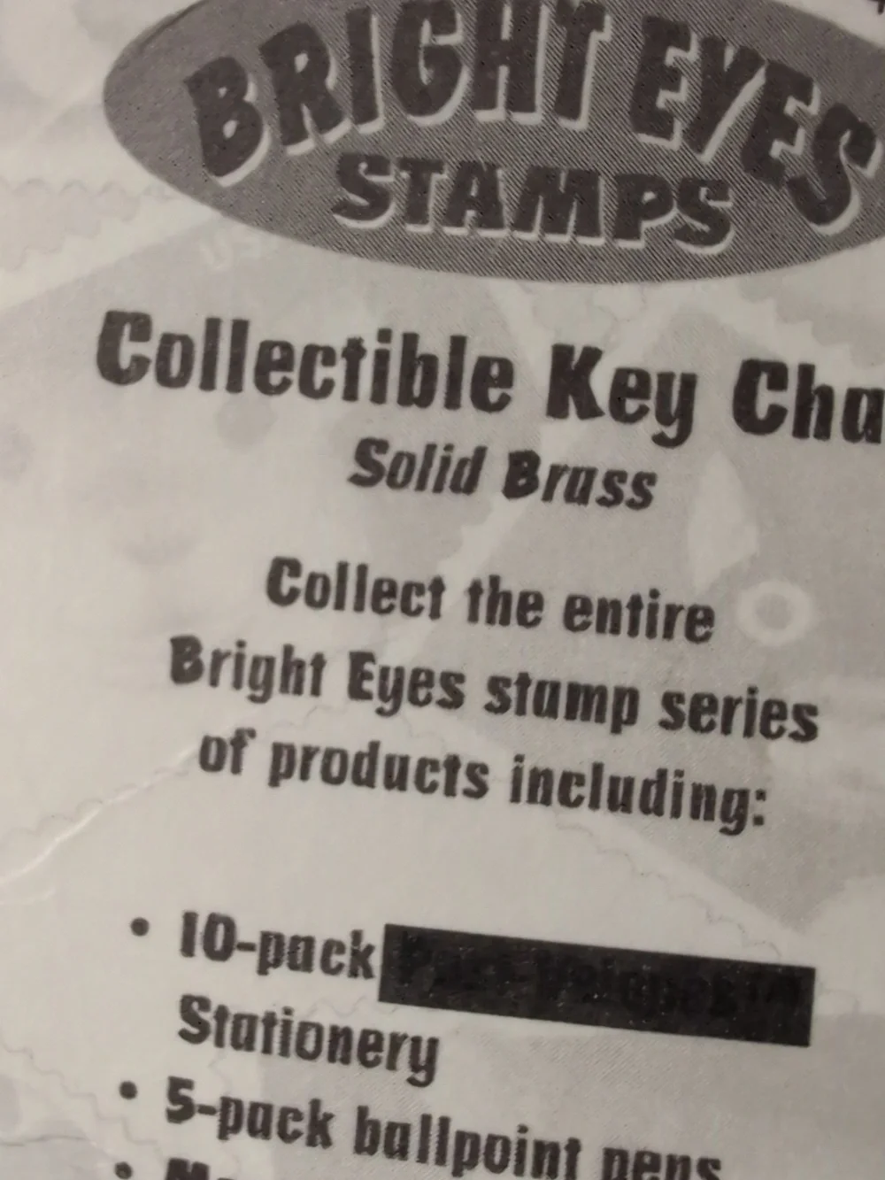 Vintage US Postal Bright Eyes 32 Cent Stamp Brass Enamel Keychain‎ NIP